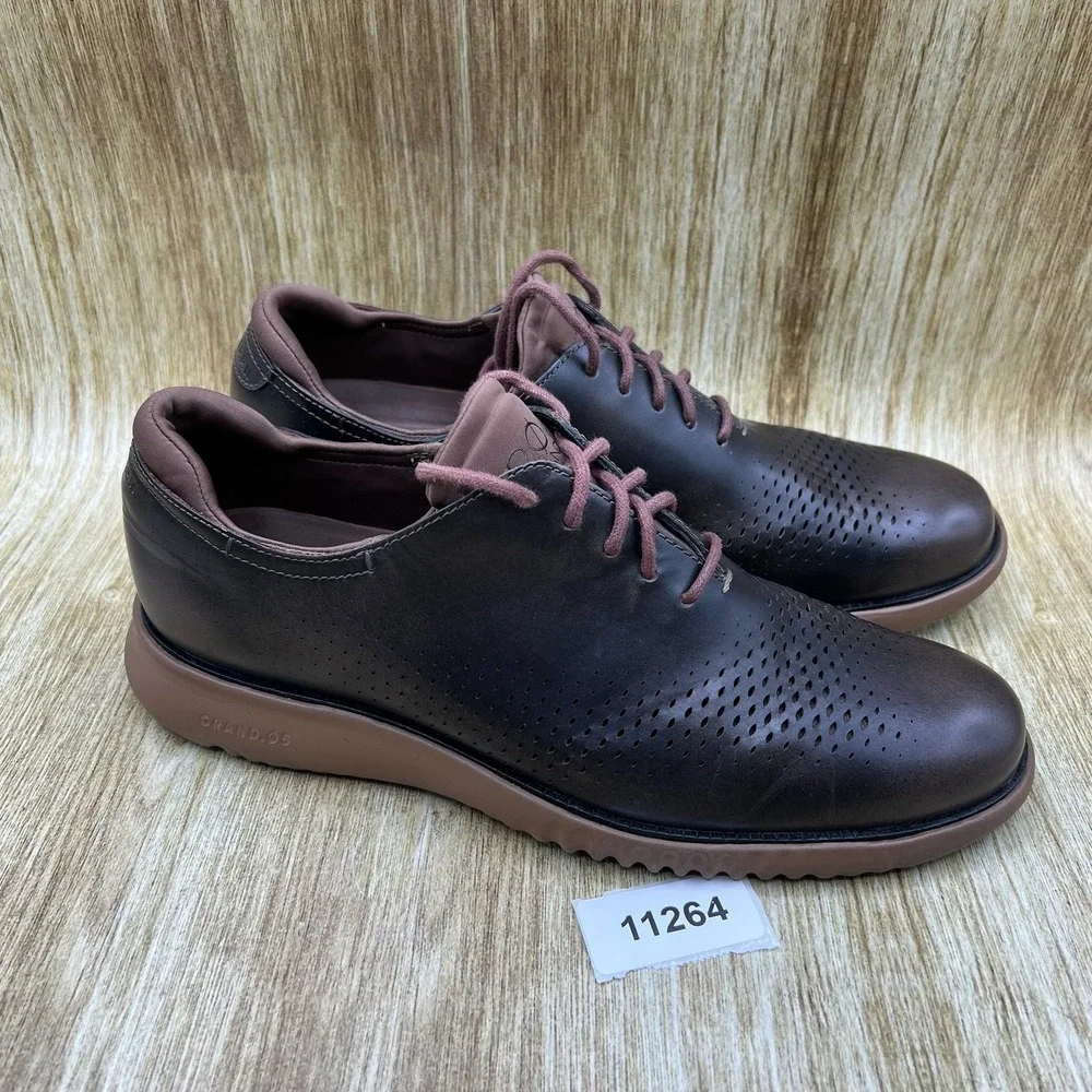Cole Haan 2.Zerogrand Men's Size 9.5 M Laser Lined Brown Dress Shoes C25530